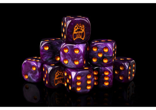 Conquest - Old Dominion Faction Dice on Translucent Purple w/ Gold Pips Dice