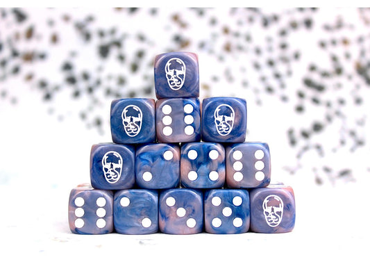 Conquest - Spires: Faction Dice on Dark Blue swirl Dice