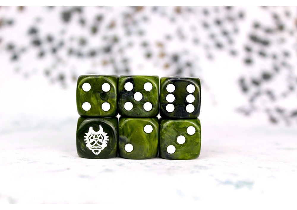 Conquest - W’adrhun: Faction Dice on Green swirl Dice