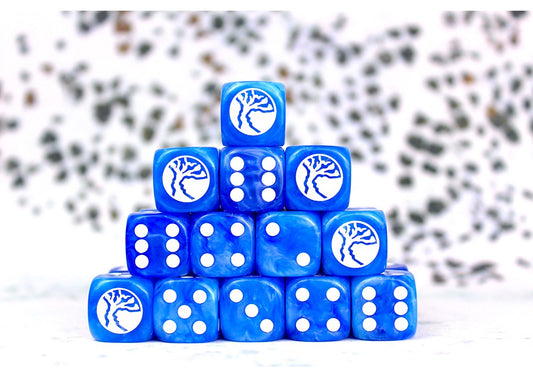 Conquest - Nords: Faction Dice on Bright Blue swirl Dice