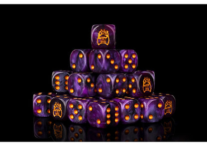 Conquest - Old Dominion Faction Dice on Translucent Purple w/ Gold Pips Dice